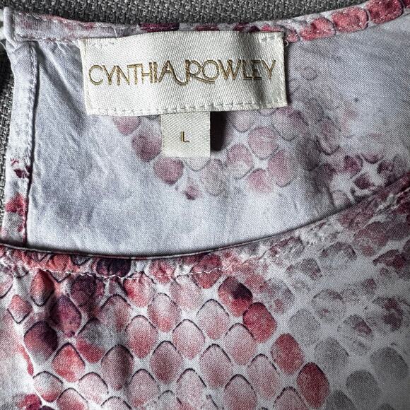 Cynthia Rowley Pink White Snakeskin Print Top Size Large - Picture 5 of 6